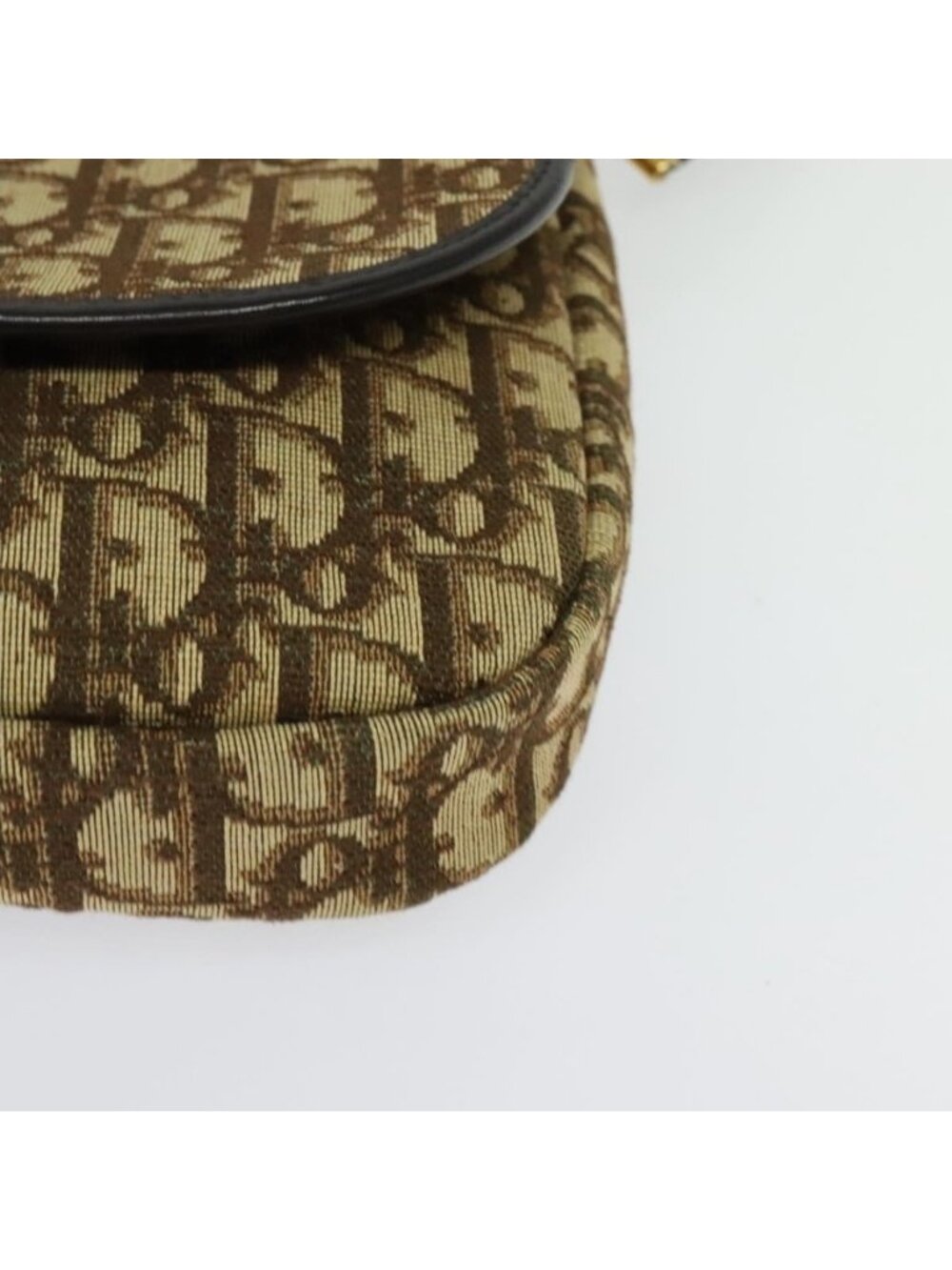 Authentic Christian Dior Trotter Canvas Shoulder Bag Brown Gold - Picture 15 of 16
